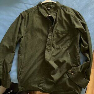 Montbell Men Outdoor Green Fleece Button Down Shirt, Size L, Like New